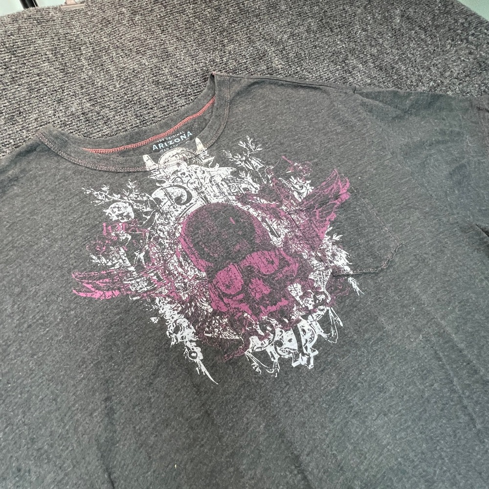 Arizona T-Shirt Mens XL Gray Pink Skull Mall Goth Grunge Edgy Tee Y2K Skater Alt